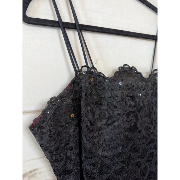 Vintage 90s Scott Mclintok Black Lace Dress Sz 12 Gothic - Picture 5 of 6